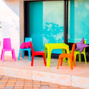 JULIETA CHILDREN'S SET: BLUE TABLE AND 4 MULTICOLOR CHAIRS 