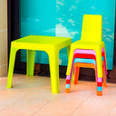 JULIETA CHILDREN'S SET: BLUE TABLE AND 4 MULTICOLOR CHAIRS 