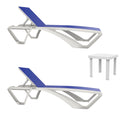 Cojunto marina 2 tumbonas y mesa blanco y azul