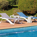 MARINA SET 2 SUN LOUNGERS AND TABLE WHITE AND BLUE