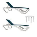 Conjunto Marina con 2 tumbonas y mesa en color blanco y azul, diseño moderno y elegante para exteriores