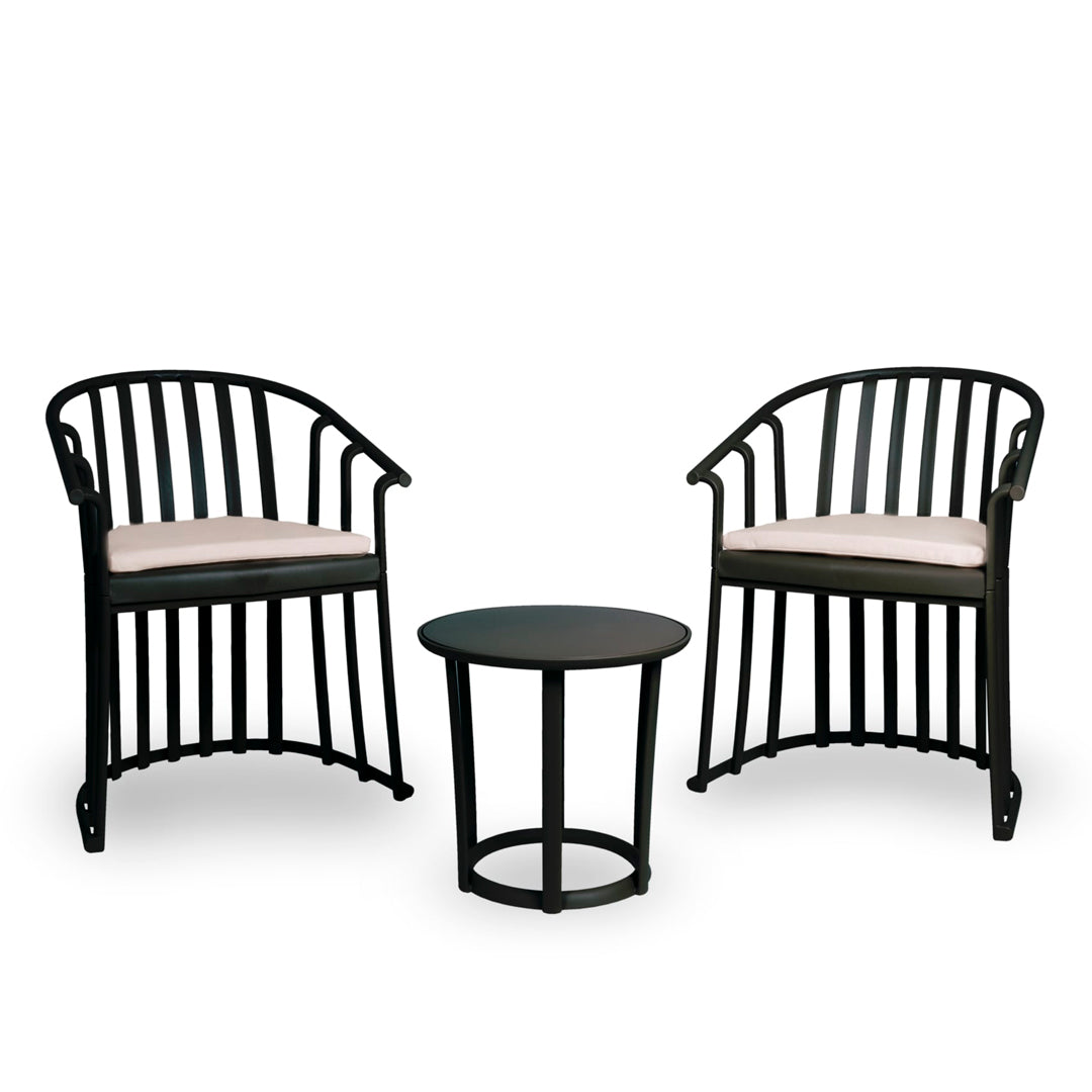 CONJUNTO RAFF 2 SILLONES Y MESA NEGRO