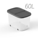 Caja de almacenamiento 60L con tapa gris antracita. Diseño resistente y espacioso, ideal para organizar ropa, juguetes y documentos.
