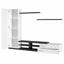 Meuble TV 240 x 180 x 41 cm blanc brillant/gris cendré