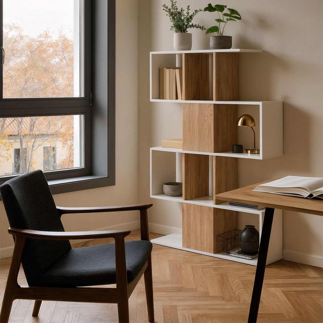 Estanteria 145x80x28 cm blanco artik y roble canadian