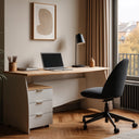 Mesa escritorio argon 74x136x67 cm blanco artik y roble