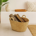 LEÑERO ESPARTO ASAS FORRO SICILIA 65X55X30 CM D&L