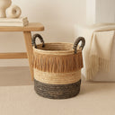 CESTO ASAS FIBRA NATURAL HAMA MARRON NEGRO 