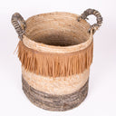 CESTO ASAS FIBRA NATURAL HAMA  MARRON NEGRO 30X32X30 CM