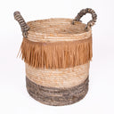 CESTO ASAS FIBRA NATURAL HAMA  MARRON NEGRO 30X32X30 CM