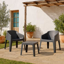 Conjunto Baku con mesa y 2 sillas gris antracita para jardín y terraza