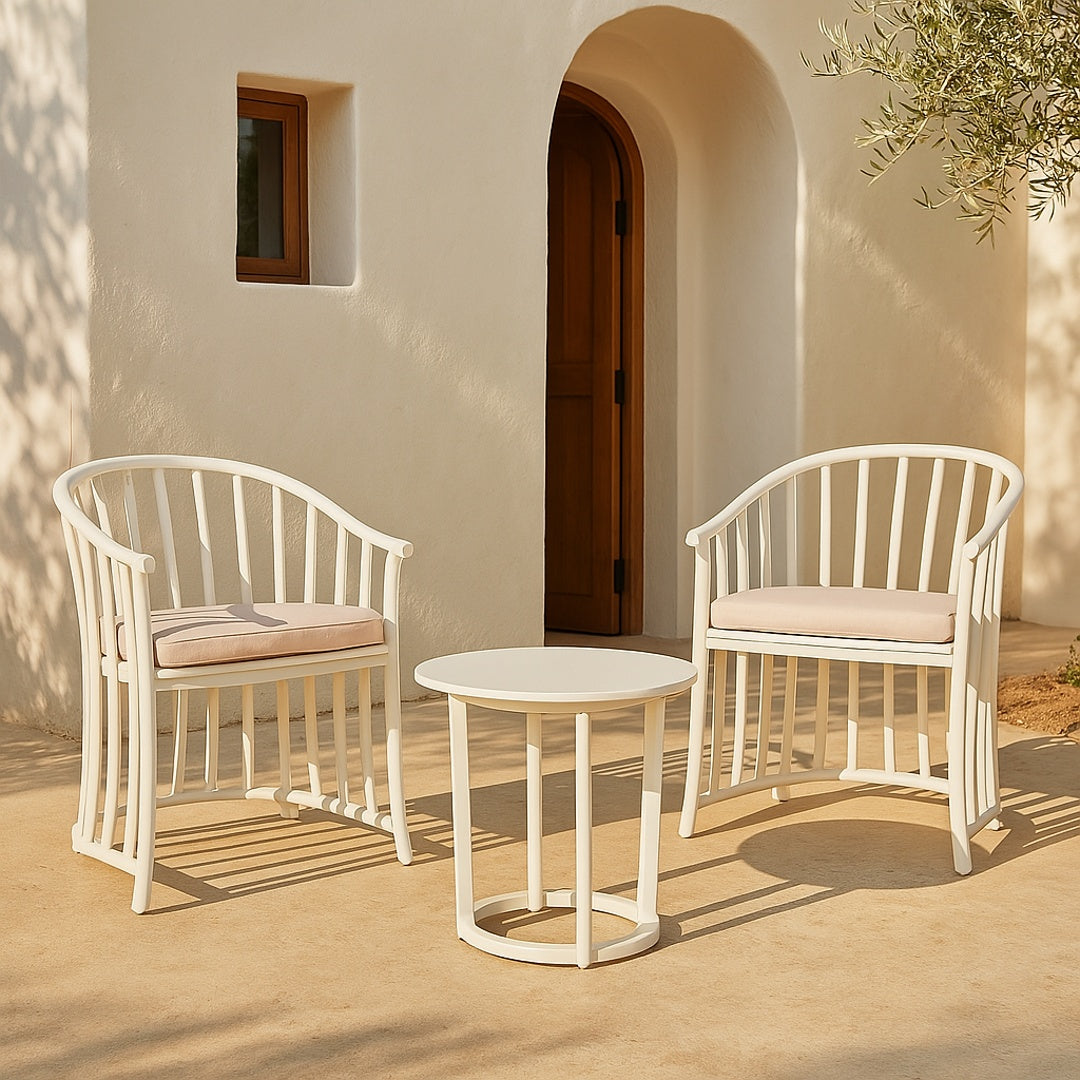 CONJUNTO RAFF 2 SILLONES Y MESA BLANCO