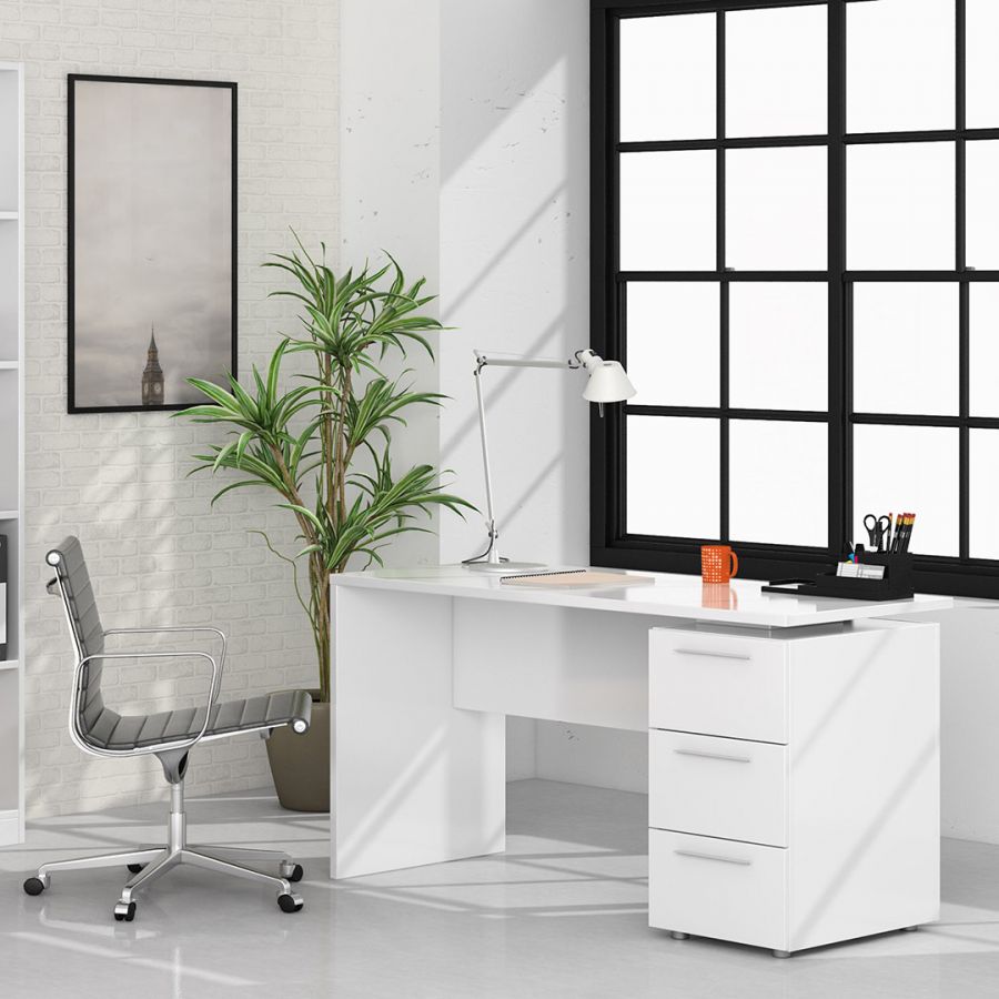 Mesa de escritorio Cala 1 puerta+1 cajón+1 módulo blanco artik 75x108x50 cm