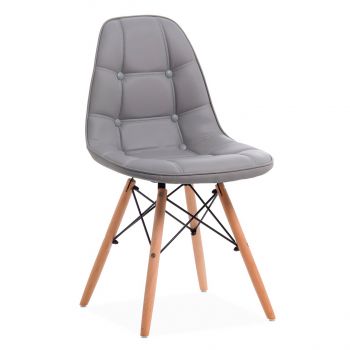 SILLA WOODEN BUTTONED GRIS CLARO